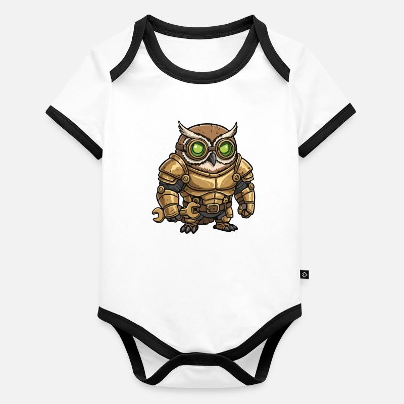 Chouette Ingénieur Steampunk Armure Dorée Body Bébé bio contrasté manches courtes