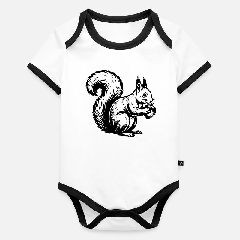 Écureuil  Body Bébé bio contrasté manches courtes