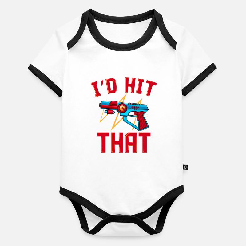Laser Tag I'd Hit That Funny Blaster Gaming Art Baby Bio-Kurzarm-Kontrastbody