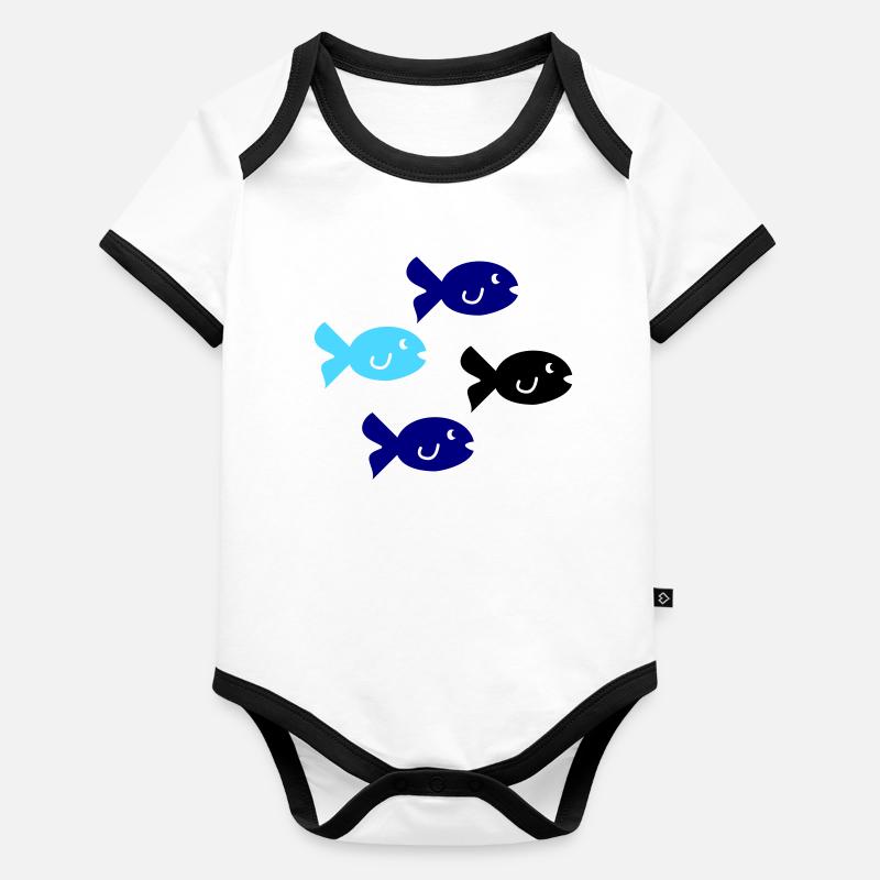 Silhouette des Poissons Body Bébé bio contrasté manches courtes