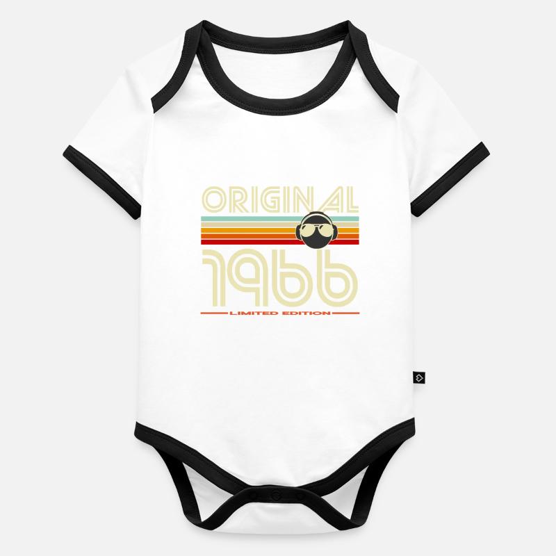 Original 1966 Vintage Retro Organic Baby Contrasting Bodysuit