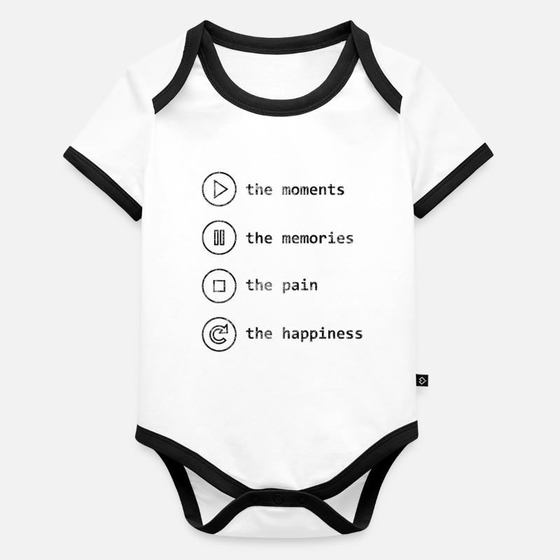 Achtsamkeit, Momente, Erinnerungen, Glück Baby Bio-Kurzarm-Kontrastbody