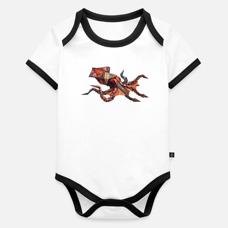 Origami-Krabben-Patchwork Baby Bio-Kurzarm-Kontrastbody