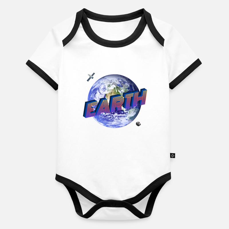 EARTH - Série Espace Extra-Atmosphérique Body Bébé bio contrasté manches courtes