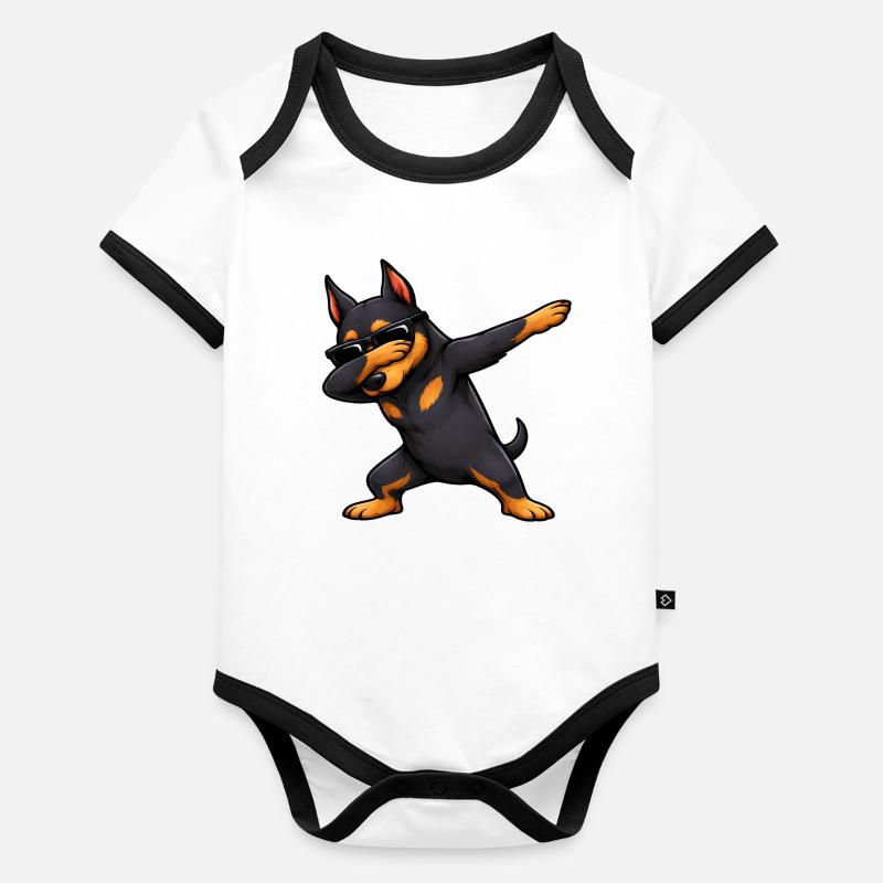 Doberman de taponage Body Bébé bio contrasté manches courtes