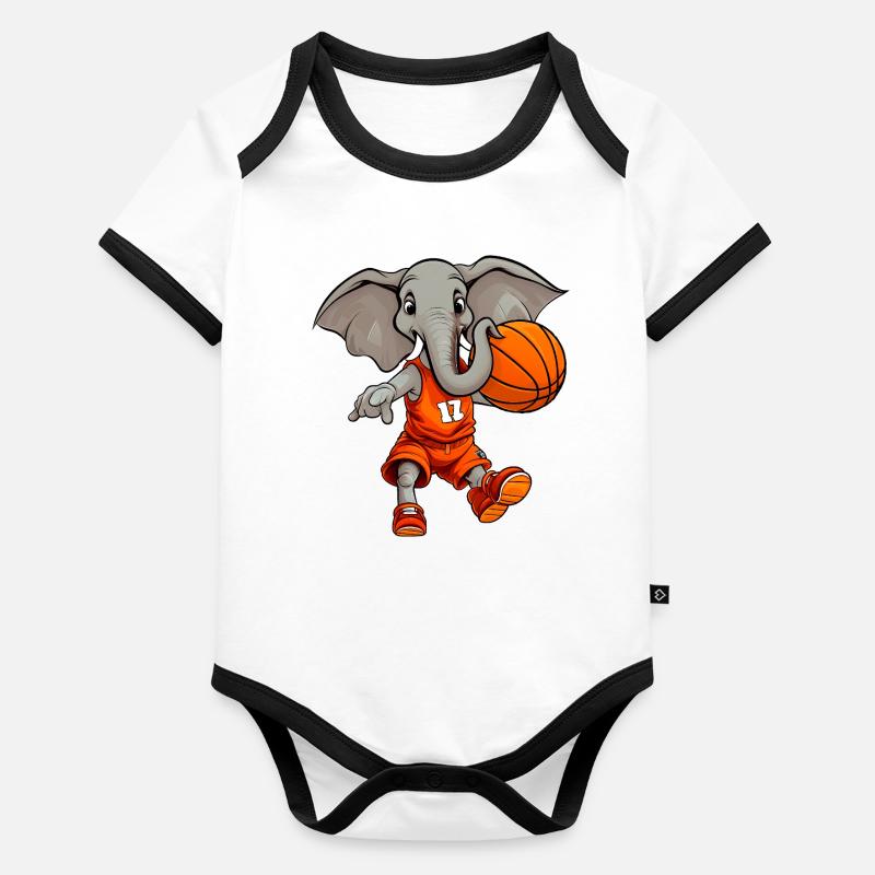 Basketball Elephants Organic Baby Contrasting Bodysuit