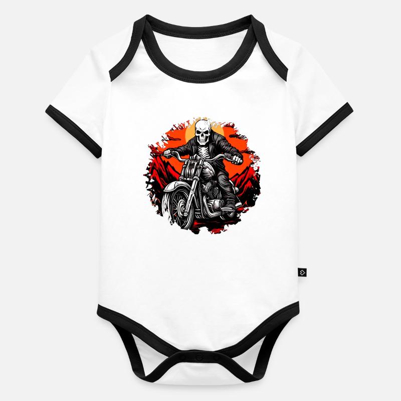 Motorcycle Skeletons Organic Baby Contrasting Bodysuit