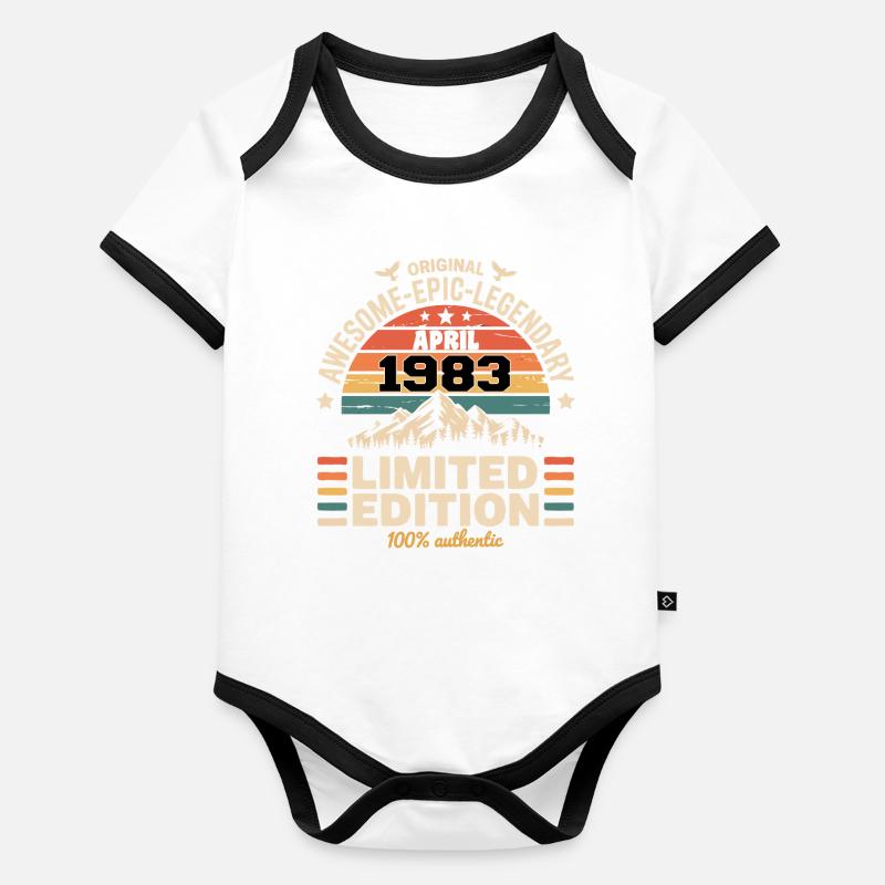 Anniversary vintage April 1983 Organic Baby Contrasting Bodysuit