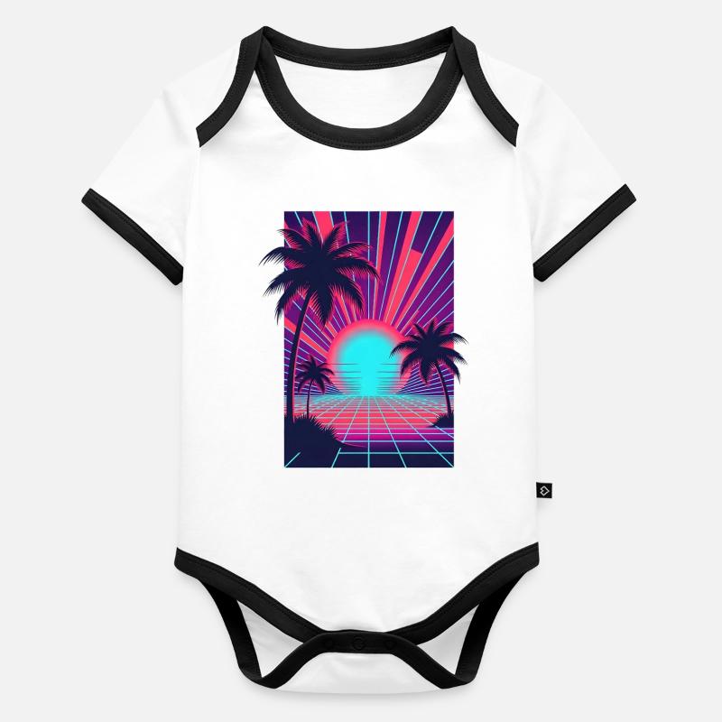 Neon sunset on the palm beach Organic Baby Contrasting Bodysuit