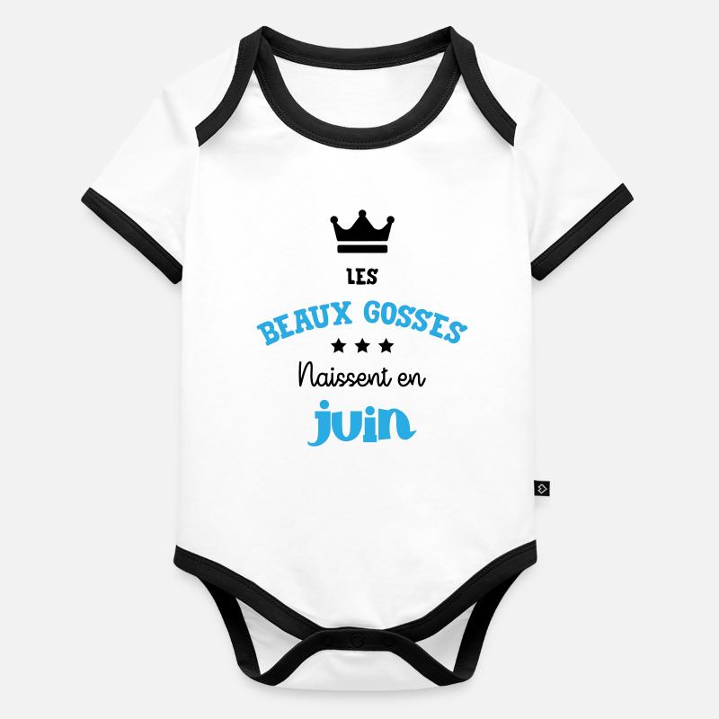 Cadeau naissance bébé garçon Juin Beaux Gosses BG Body Bébé bio contrasté manches courtes