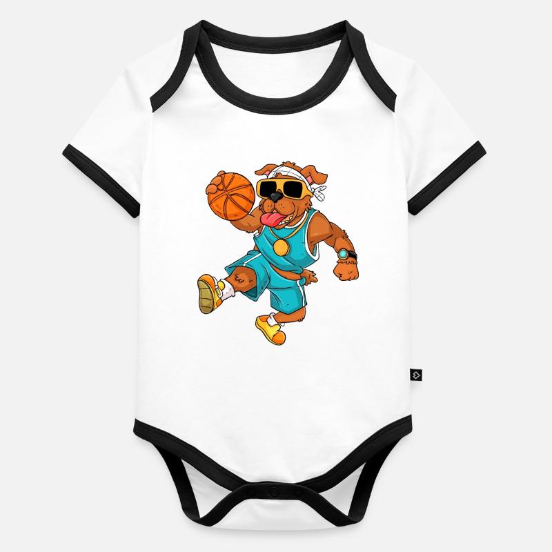 Basket-ball canin Body Bébé bio contrasté manches courtes