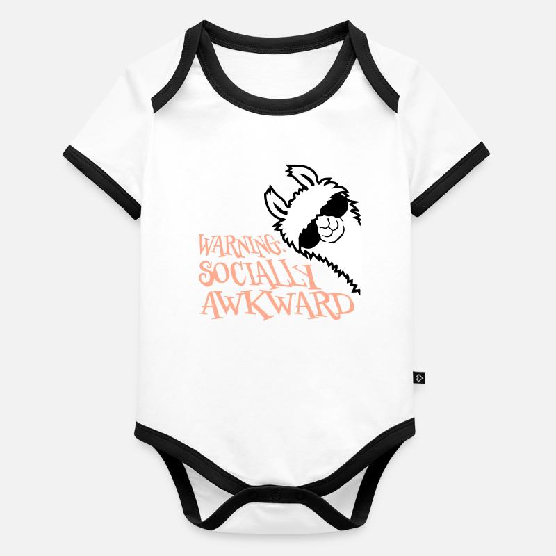 Lama Warning Socially Awkward Sunglasses Alpaca Organic Baby Contrasting Bodysuit