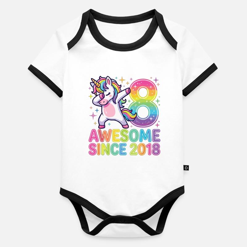 Unicorn Rainbow Eight Design Organic Baby Contrasting Bodysuit