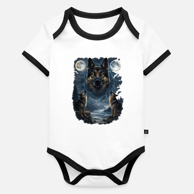 Zwei Monde German Sheperd Baby Bio-Kurzarm-Kontrastbody