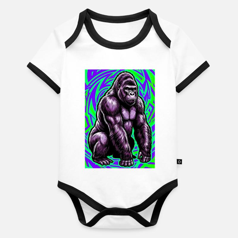 gorille Body Bébé bio contrasté manches courtes