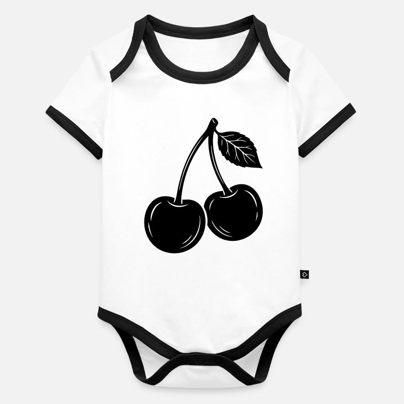Cherry Pair Silhouette Body Bébé bio contrasté manches courtes