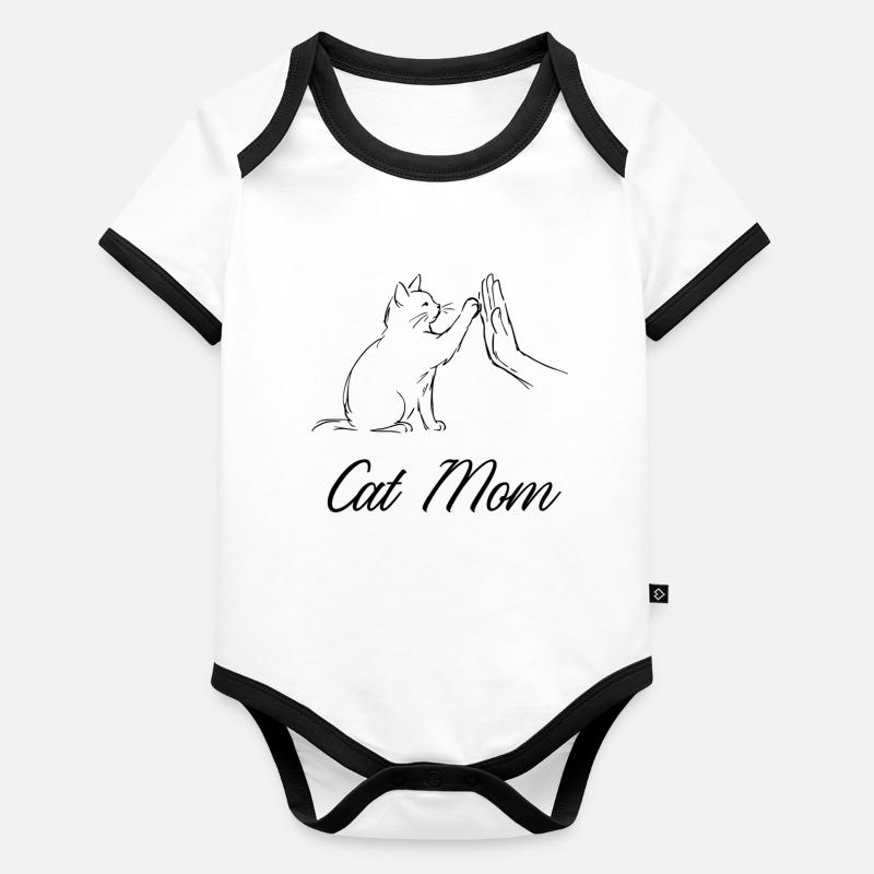 Maman chat Body Bébé bio contrasté manches courtes