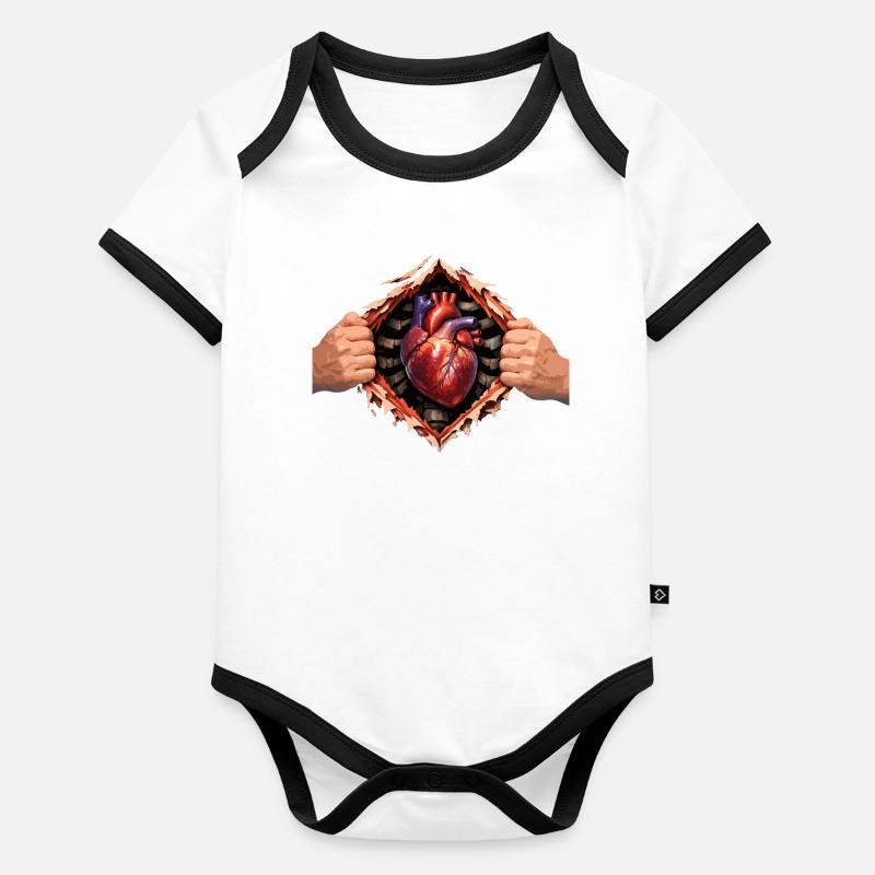 Herz durch das geplatzte Gehäuse Baby Bio-Kurzarm-Kontrastbody
