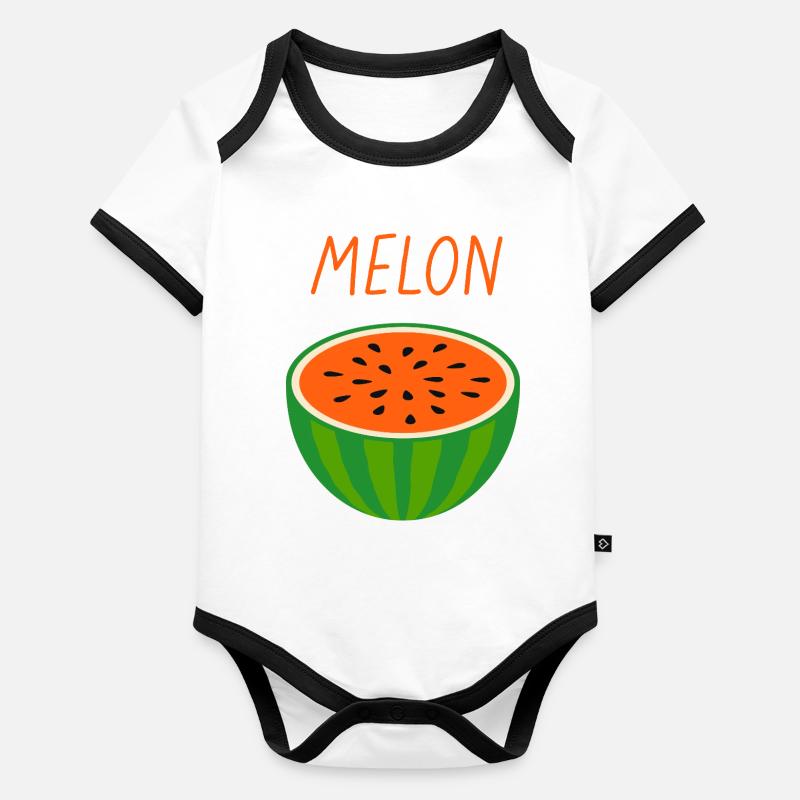 Melon Pastèque Fruits frais d'été Body Bébé bio contrasté manches courtes