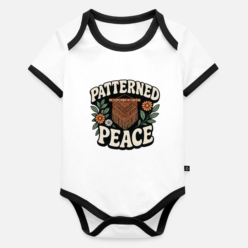 Gemusterte Ruhe | Makramee Boho Baby Bio-Kurzarm-Kontrastbody
