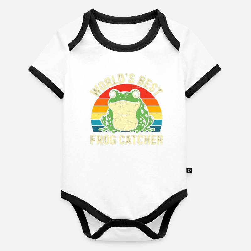World's Best Frog Catcher Retro Design Organic Baby Contrasting Bodysuit
