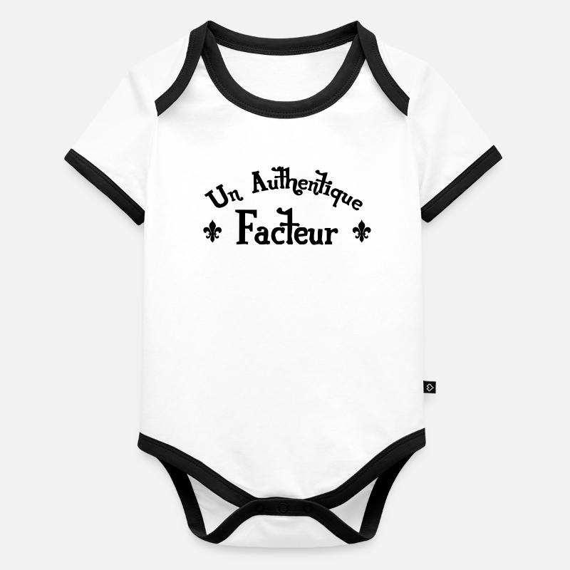 Un authentique facteur lettrage vintage - Body Bébé bio contrasté manches courtes - 