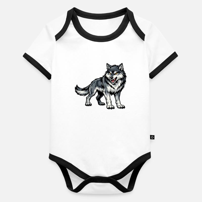 Wolf Ghost Illustration Organic Baby Contrasting Bodysuit