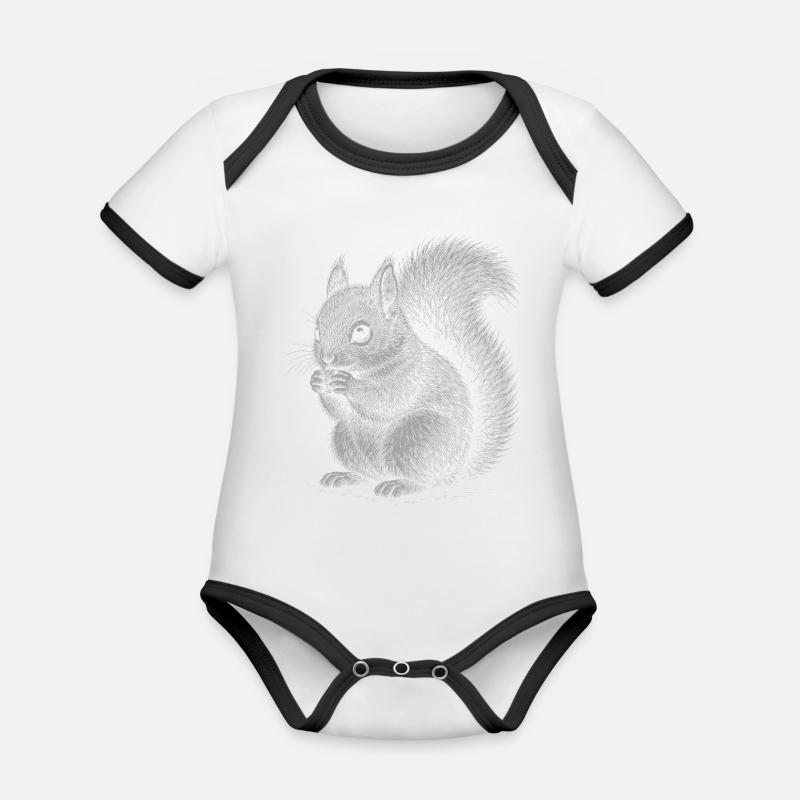Squirrel - Organic Baby Contrasting Bodysuit - white/black