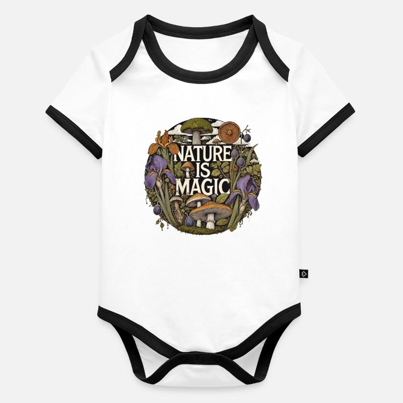 Nature Is Magic: Mushrooms & Flora Circle Organic Baby Contrasting Bodysuit