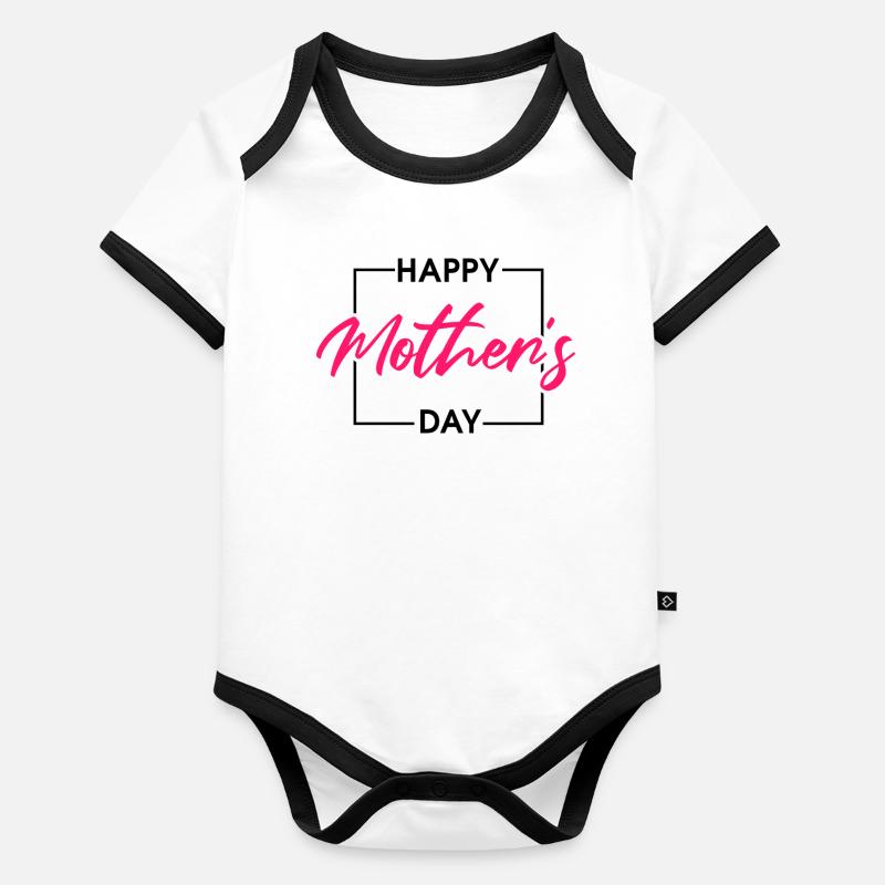 Happy Mothers Day Elegant Pink Script Design Organic Baby Contrasting Bodysuit