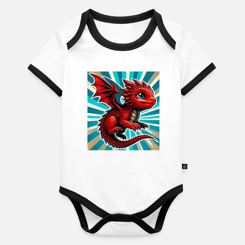 Drache Baby Bio-Kurzarm-Kontrastbody