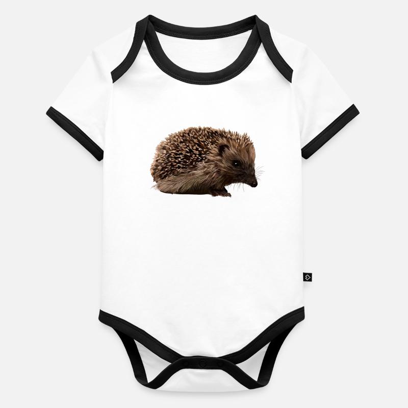 Hedgehog in forest style Organic Baby Contrasting Bodysuit