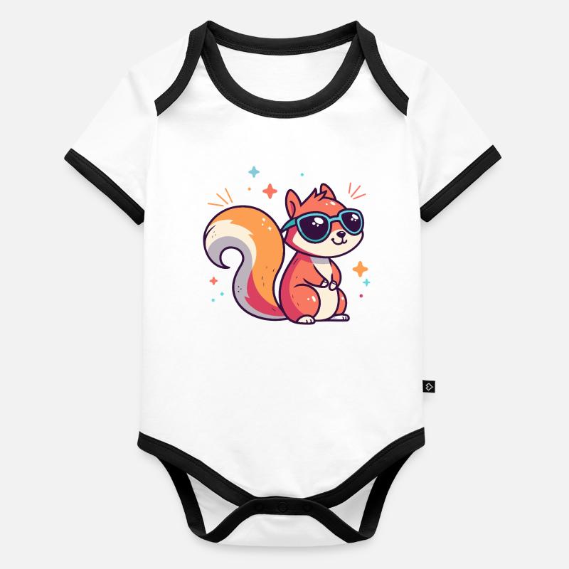 Chic Squirrel Sunglasses Organic Baby Contrasting Bodysuit