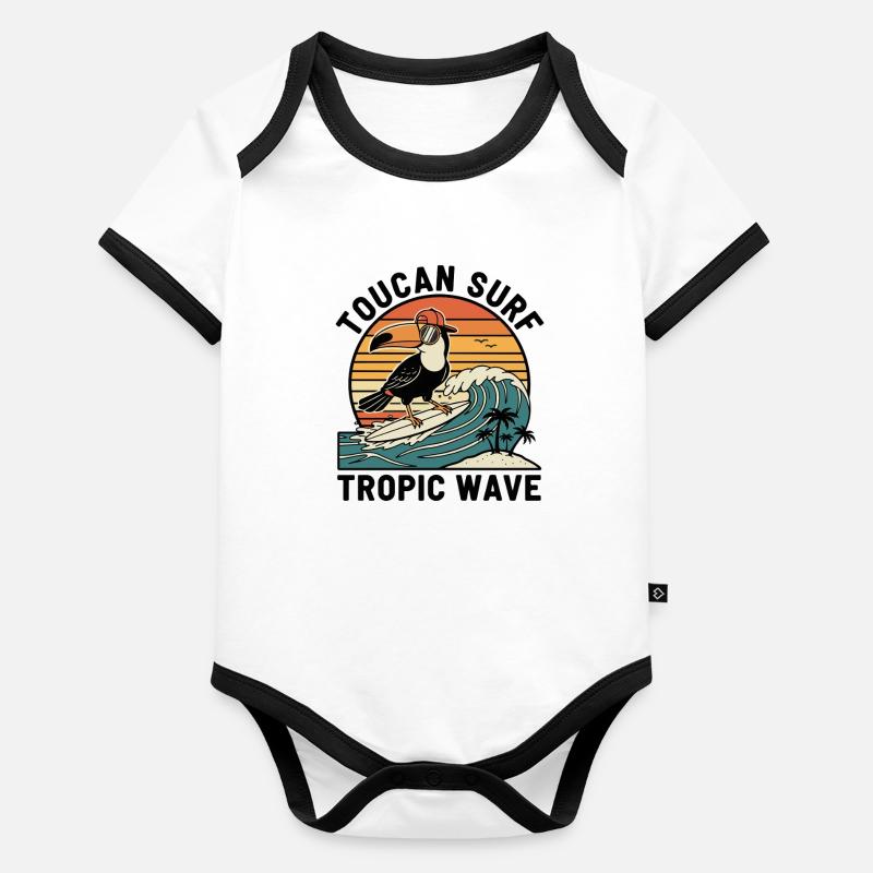 Toucan Surf Tropic Wave Ocean Vibes Organic Baby Contrasting Bodysuit