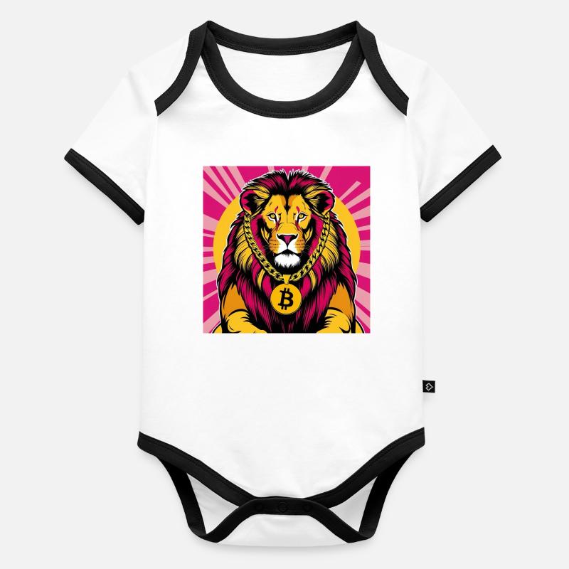 Krypto-Löwe Neon Pop Kunst Baby Bio-Kurzarm-Kontrastbody
