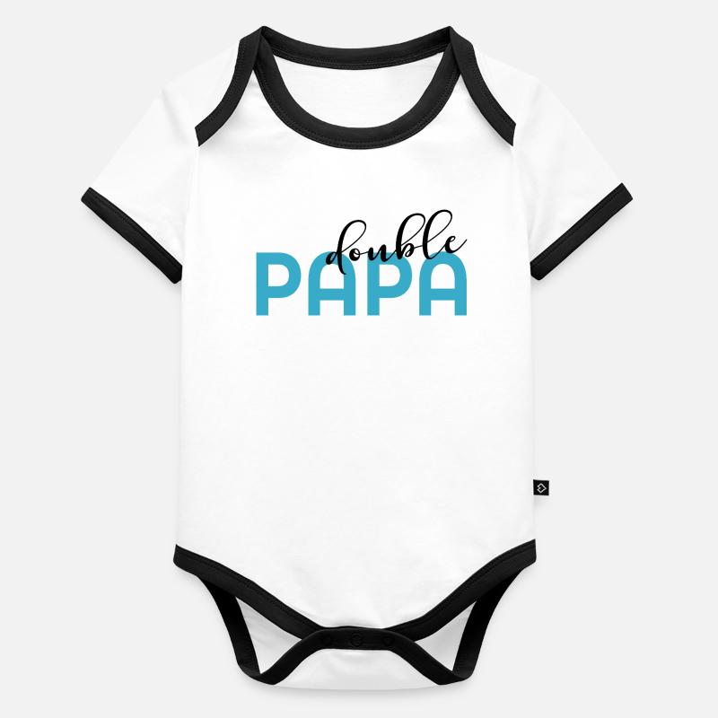 Papa de deux Enfants Body Bébé bio contrasté manches courtes