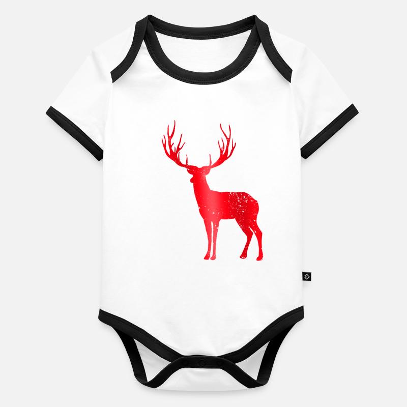 Hirsch mit Geweih Vintage Hirschgeweih Design Baby Bio-Kurzarm-Kontrastbody