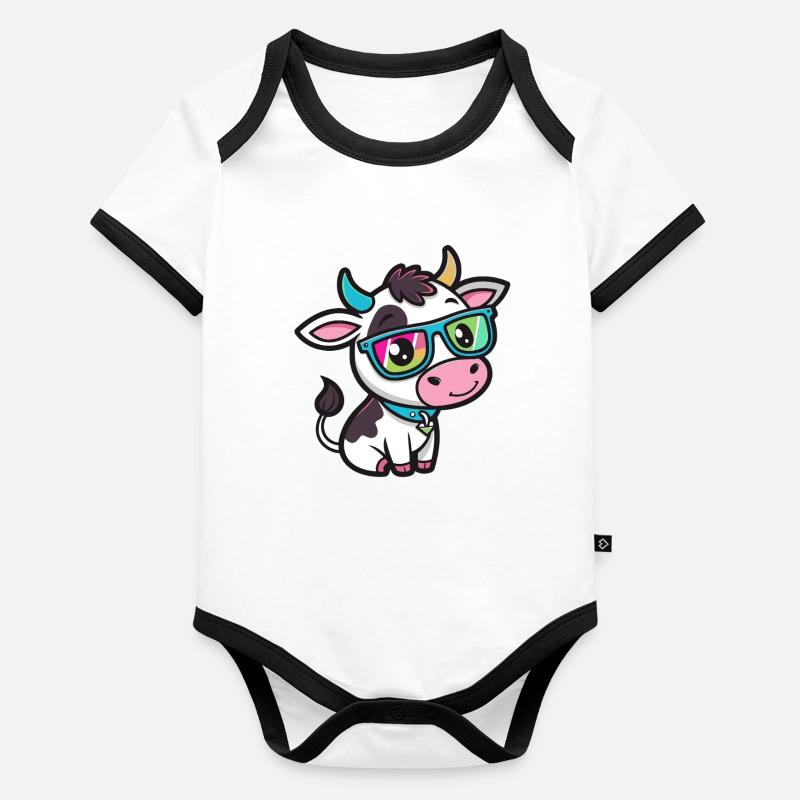 Kuh-Chic-Regenbogengläser Baby Bio-Kurzarm-Kontrastbody