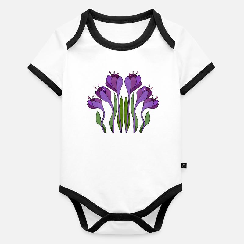 Blumen Baby Bio-Kurzarm-Kontrastbody