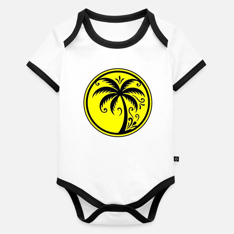 Palme Symbol Strand Baby Bio-Kurzarm-Kontrastbody