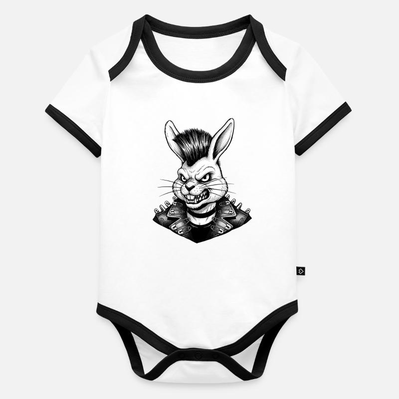 Heavy Metal Easter Bunny Rocker Easter Hardcore Bunny Organic Baby Contrasting Bodysuit