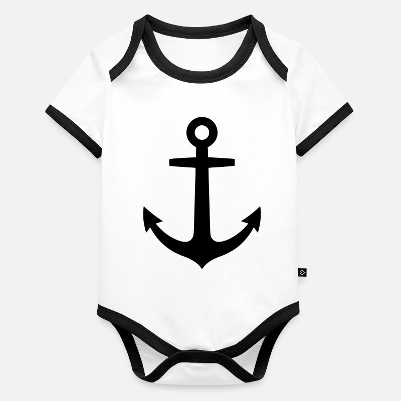 Anchor Maritime Ship Logo Organic Baby Contrasting Bodysuit