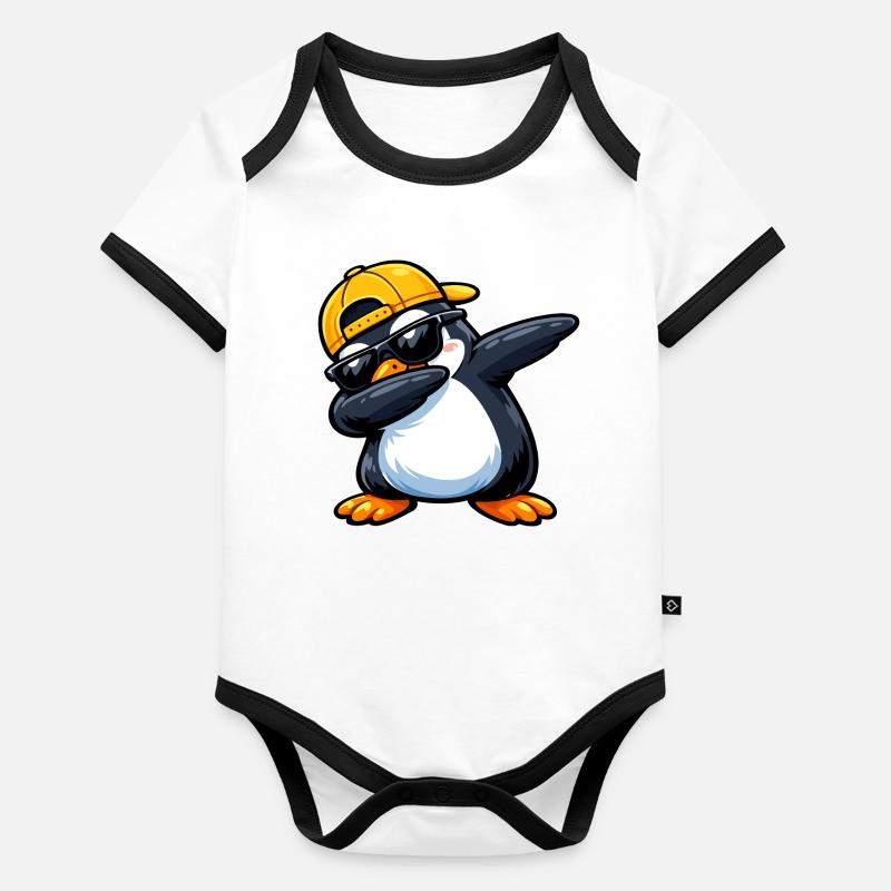 Taponage du Pingouin Body Bébé bio contrasté manches courtes