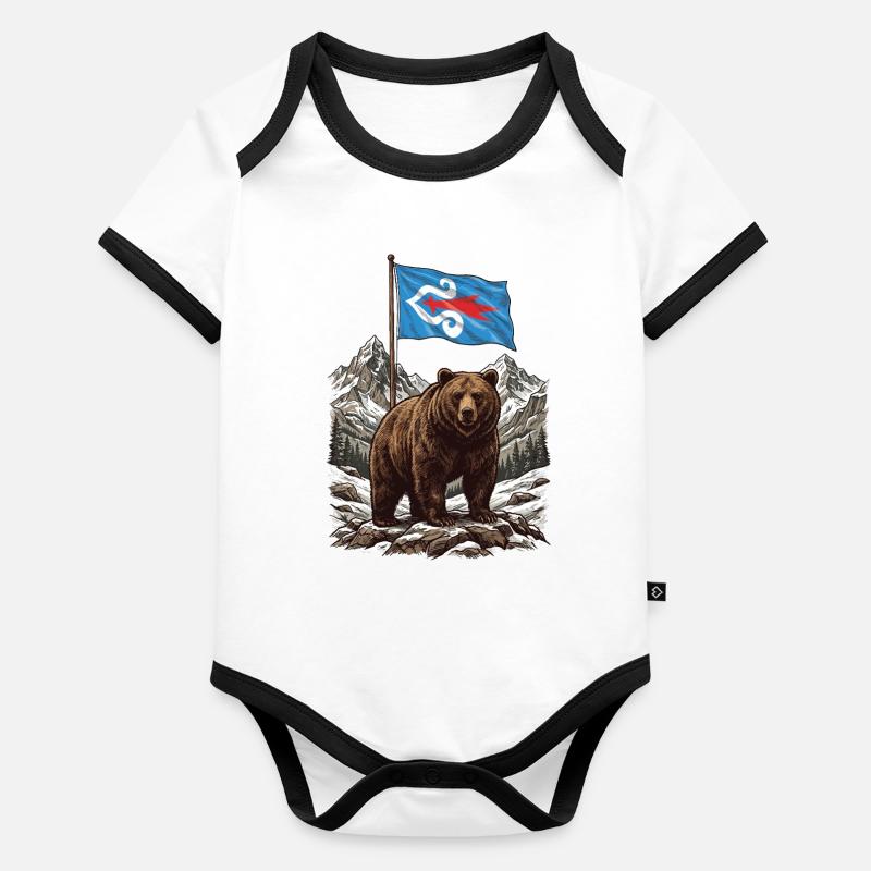 Ainu-Flaggenbär Baby Bio-Kurzarm-Kontrastbody