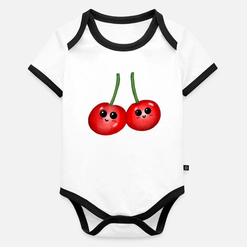 Fruits Cherry Cherries Fruit Fruit Organic Baby Contrasting Bodysuit