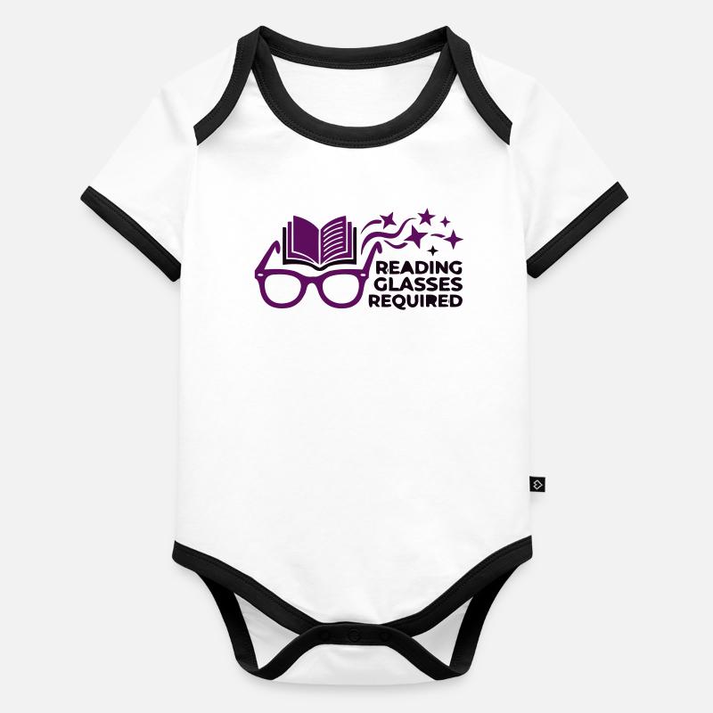 Reading Glasses Book Saying Vector Organic Baby Contrasting Bodysuit