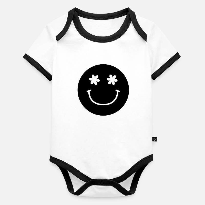 Visage souriant Body Bébé bio contrasté manches courtes