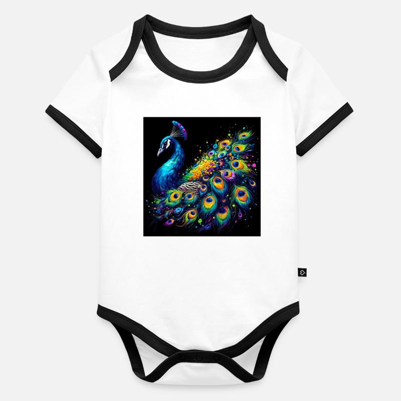 peacock Organic Baby Contrasting Bodysuit