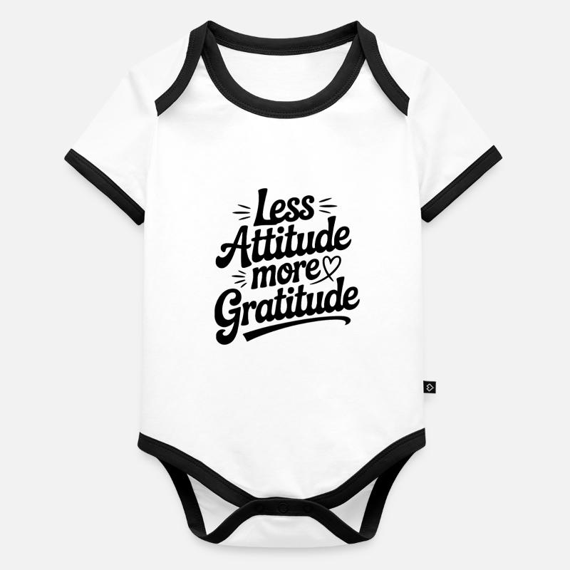 Moins d’attitude, plus de gratitude Body Bébé bio contrasté manches courtes