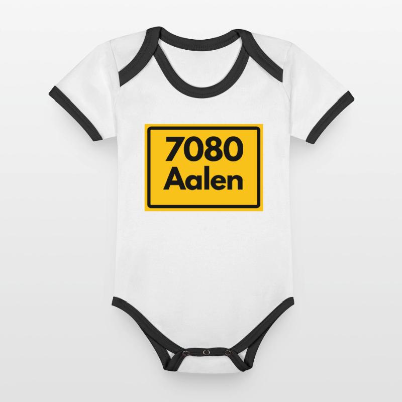 OLD POSTCODE ZIP CODE RETRO 7080 AALEN HEIMATSTOLZ Organic Baby Contrasting Bodysuit
